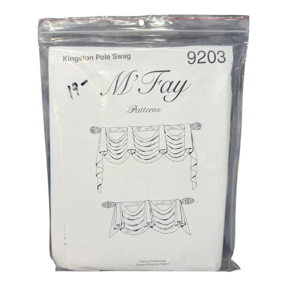 Vintage M'Fay Kingston Pole Swag Pattern 9203 Uncut Drapery Pattern 1990s